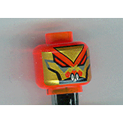 Minifigure, Head Alien with Gold Paint, Slanted Eyes and White Teeth Pattern