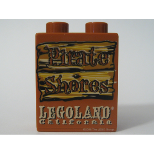 Деталь LEGO 4066pb221 Duplo, Brick 1 x 2 x 2 with Pirate Shores Pattern