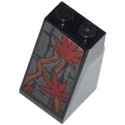 Slope 75 2 x 2 x 3 - Solid Studs with Stone Wall, Trunks and 2 Dark Red Leaves Pattern (Sticker) - Set 70008 Slope 75 2 x 2 x 3 - Solid Studs with Stone Wall, Trunks and 2 Dark Red Leaves Pattern (Sticker) - Set 70008