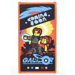 Glass for Window 1 x 4 x 6 with Movie Poster with Blue 'GALIDOR', 'COMING SOON' and 2 Minifigures Pattern (Sticker) - Set 70620