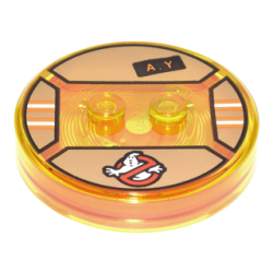 Dimensions Toy Tag 4 x 4 x 2/3 with 2 Studs and Trans-Orange Bottom with Ghostbusters Logo and Black Patch with Orange 'A.Y' on Dark Tan Background Pattern (Abby Yates) Dimensions Toy Tag 4 x 4 x 2/3 with 2 Studs and Trans-Orange Bottom with Ghostbusters Logo and Black Patch with Orange 'A.Y' on Dark Tan Background Pattern (Abby Yates)