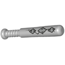Minifigure, Utensil Baseball Bat 4L with 3 Metallic Silver Diamond Panels with Rivets Pattern Minifigure, Utensil Baseball Bat 4L with 3 Metallic Silver Diamond Panels with Rivets Pattern