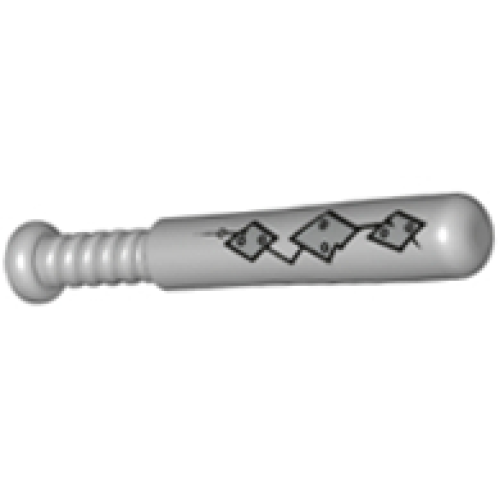 Деталь LEGO 93220pb04 Minifigure, Utensil Baseball Bat 4L with 3 Metallic Silver Diamond Panels with Rivets Pattern