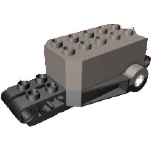 Деталь LEGO 32283c02 Pullback Motor 9 x 4 x 2 1/3 with Black Base and Studs on Liftarms - Dark Gray