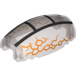 Windscreen 10 x 6 x 3 Bubble Canopy Double Tapered with Square Front Cutout with Ninjago Silver Frame with Orange Cracks Pattern