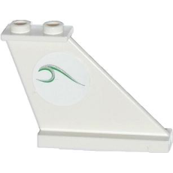 Tail 4 x 1 x 3 with Green and Silver Wave Pattern on Right Side (Sticker) - Set 60014
