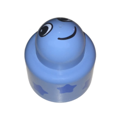 Primo Brick, Round Rattle 1 x 1 with Blue Stars and Smiling Face Pattern