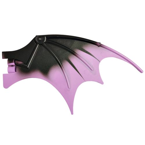 Деталь LEGO 51342pb13 Dragon Wing 19 x 11 with Bar Hole and 2 Pin Holes with Marbled Medium Lavender Trailing Edge Pattern