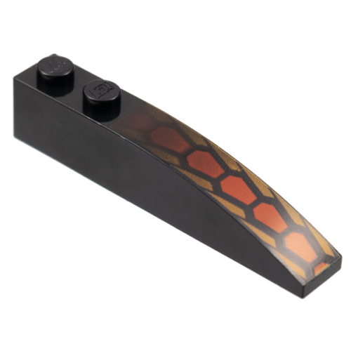 Деталь LEGO 42022pb46 Slope, Curved 6 x 1 with 2 Studs with Repeating Dark Red and Medium Orange Hexagonal Scale Pattern