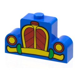 Brick, Modified 1 x 4 x 2 Center Stud Top with Red, Yellow, and Green Car Grille, Headlights, and Bumper Pattern