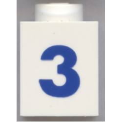 Brick 1 x 1 with Blue Number 3 Pattern (Bold Font) Brick 1 x 1 with Blue Number 3 Pattern (Bold Font)