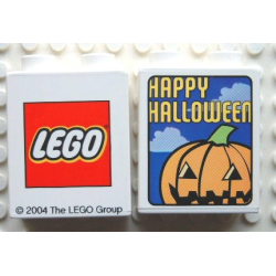 Duplo, Brick 1 x 2 x 2 with Halloween 2004 Happy Halloween and Pumpkin Pattern Duplo, Brick 1 x 2 x 2 with Halloween 2004 Happy Halloween and Pumpkin Pattern