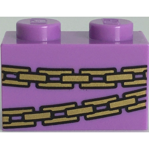 Деталь LEGO 3004pb237 Brick 1 x 2 with Gold Chains Pattern (BrickHeadz Belle Bottom Abdomen)