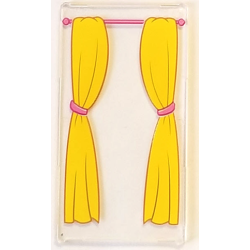 Glass for Window 1 x 4 x 6 with Pink Curtain Rod and Yellow Curtains with Pink Ties Pattern