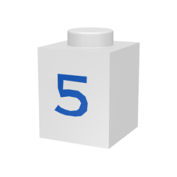 Brick 1 x 1 with Blue Number 5 Pattern