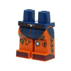 Hips and Dark Orange Legs with Dark Blue Leotard, Dark Red Belt and Shoes, Silver Horseshoe and Star, Orange Bull Head, Green Cactus and Snake Pattern (BAM) Hips and Dark Orange Legs with Dark Blue Leotard, Dark Red Belt and Shoes, Silver Horseshoe and Star, Orange Bull Head, Green Cactus and Snake Pattern (BAM)