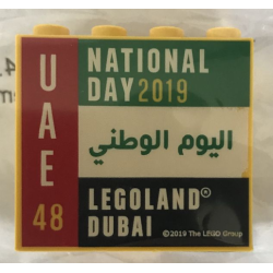 Brick 2 x 4 x 3 with LEGOLAND Dubai 2019 48 UAE National Day Pattern