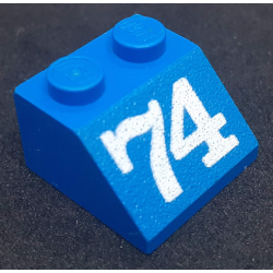 Slope 45 2 x 2 with White '74' Pattern Slope 45 2 x 2 with White '74' Pattern