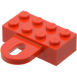 Brick, Modified 2 x 4 with Coupling, Female - Red Brick, Modified 2 x 4 with Coupling, Female - Red