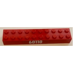 Brick 2 x 10 with White '60110' on Red Background Pattern on Both Sides (Stickers) - Set 60110 Brick 2 x 10 with White '60110' on Red Background Pattern on Both Sides (Stickers) - Set 60110