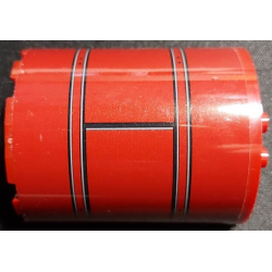 Cylinder Half 3 x 6 x 6 with 1 x 2 Cutout with Black and Light Bluish Gray Lines Pattern Model Left Side (Sticker) - Set 75275 Cylinder Half 3 x 6 x 6 with 1 x 2 Cutout with Black and Light Bluish Gray Lines Pattern Model Left Side (Sticker) - Set 75275