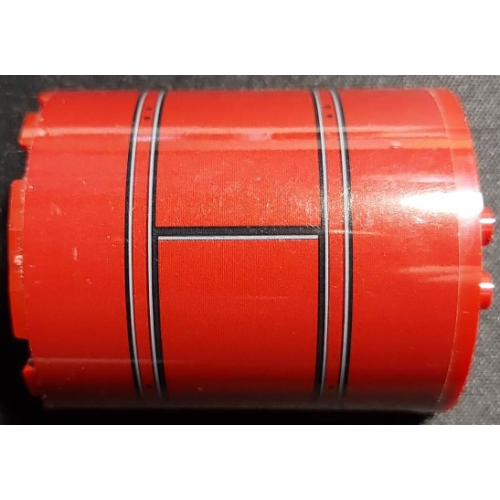 Деталь LEGO 87926pb026L Cylinder Half 3 x 6 x 6 with 1 x 2 Cutout with Black and Light Bluish Gray Lines Pattern Model Left Side (Sticker) - Set 75275