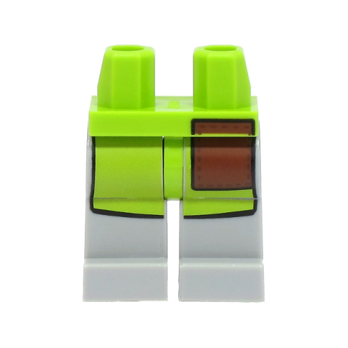 Деталь LEGO 970c86pb40 Hips and Light Bluish Gray Legs with Lime Apron with Reddish Brown Pocket Pattern