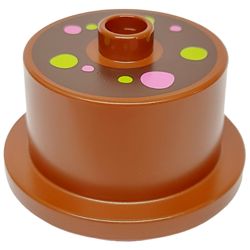 Деталь LEGO 65157pb06 Duplo Cake with Dark Brown Frosting and Dark Pink and Lime Dots Pattern