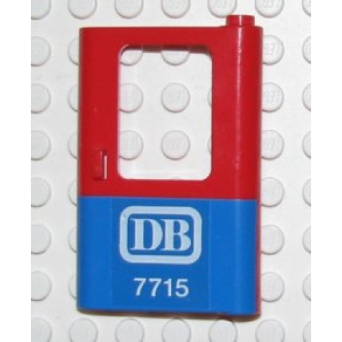 Деталь LEGO 4182pb018 Door 1 x 4 x 5 Train Right, Thin Support at Bottom with Blue Bottom Half and 'DB 7715' Pattern (Sticker) - Set 7715