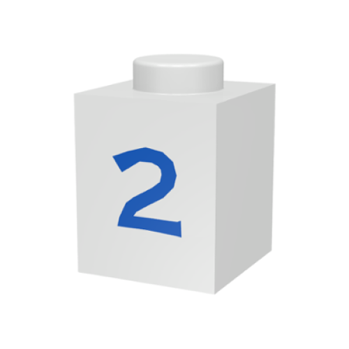 Деталь LEGO 3005pt2 Brick 1 x 1 with Blue Number 2 Pattern