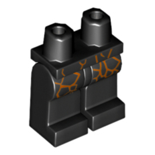 Деталь LEGO 970c00pb0464 Hips and Legs with Orange Fractures Pattern