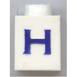 Brick 1 x 1 with Blue Capital Letter H Pattern (Serif Font)