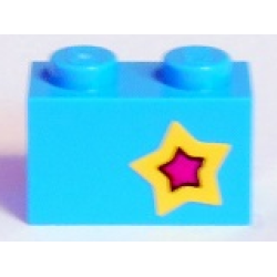 Brick 1 x 2 with Yellow and Magenta Star on Right Side Pattern (Sticker) - Set 41346 Brick 1 x 2 with Yellow and Magenta Star on Right Side Pattern (Sticker) - Set 41346