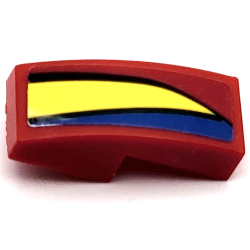 Slope, Curved 2 x 1 x 2/3 with Blue and Yellow Curved Stripes with Black Lines Pattern Model Right Side (Sticker) - Set 75889 Slope, Curved 2 x 1 x 2/3 with Blue and Yellow Curved Stripes with Black Lines Pattern Model Right Side (Sticker) - Set 75889