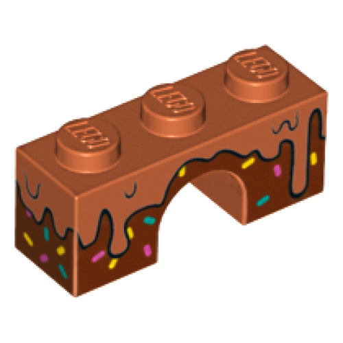 Деталь LEGO 4490pb06 Arch 1 x 3 with Frosting Dripping over Dark Brown Icing with Sprinkles Pattern