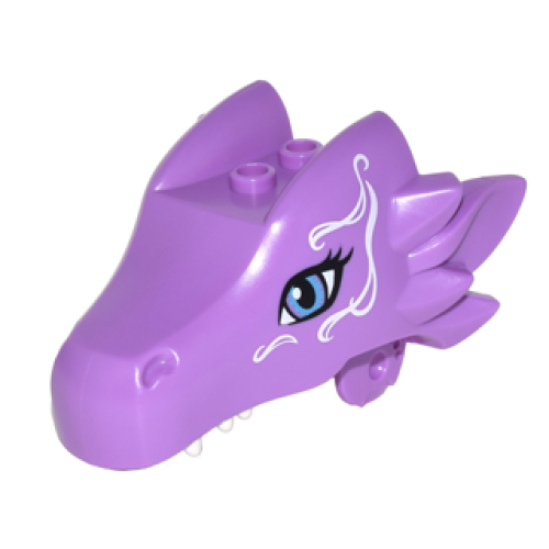 Деталь LEGO 24196pb04 Dragon Head (Elves) Jaw Upper with Medium Blue Eyes and White Swirls Pattern (Gust)
