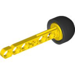 Projectile Arrow, Liftarm Shaft with Solid Black Rubber End - Yellow