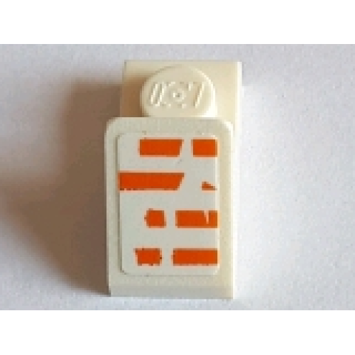 Деталь LEGO 92946pb01L Slope 45 2 x 1 with 2/3 Cutout with 4 Dotted Orange Lines / Stylized Alien Characters Pattern Model Left Side (Sticker) - Set 75144