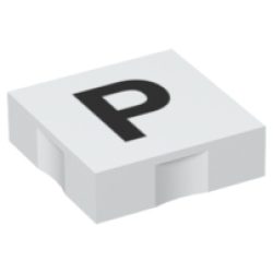 Duplo, Tile 2 x 2 with Black Capital Letter P Pattern