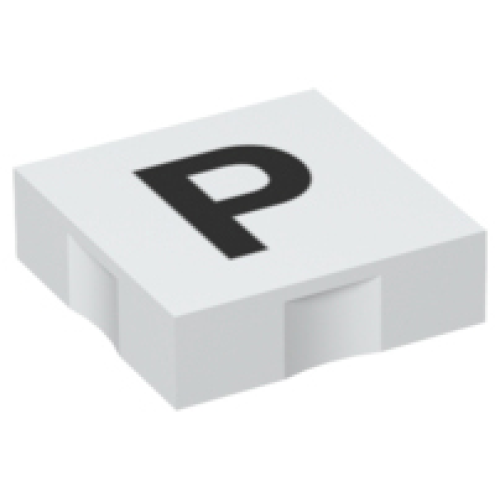 Деталь LEGO 6309pb034 Duplo, Tile 2 x 2 with Black Capital Letter P Pattern