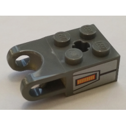 Technic, Brick Modified 2 x 2 with Ball Socket and Axle Hole - Straight Forks with Round Ends and Open Sides with Yellow Grille and Black Lines Pattern Model Left Side (Sticker) - Set 70327 Technic, Brick Modified 2 x 2 with Ball Socket and Axle Hole - Straight Forks with Round Ends and Open Sides with Yellow Grille and Black Lines Pattern Model Left Side (Sticker) - Set 70327