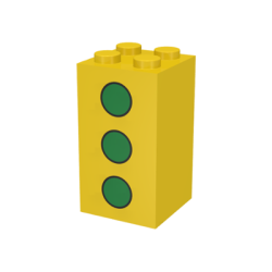 Brick 2 x 2 x 3 with 3 Green Dots Pattern