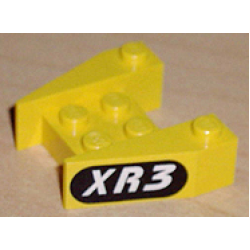Wedge 3 1/2 x 4 without Stud Notches with White 'XR3' on Black Background Pattern on Both Sides (Stickers) - Set 1782