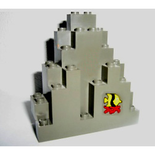 Деталь LEGO 6083pb06 Rock Panel 3 x 8 x 7 Triangular (LURP) with Fish Pattern Lower Right (Sticker) - Set 6559