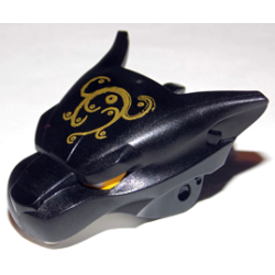 Large Figure Head Modified Chima Panther Jaw Upper with Ornate Gold Pattern
