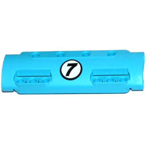 Деталь LEGO 11954pb003 Technic, Panel Curved 11 x 3 with 10 Pin Holes through Panel Surface with Black Number 7 in White Circle Pattern (Sticker) - Set 42050