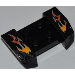 Vehicle, Mudguard 2 x 4 with Headlights Overhang with Orange and Red Flames on Black Background Pattern on Both Sides (Stickers) - Set 8148 Vehicle, Mudguard 2 x 4 with Headlights Overhang with Orange and Red Flames on Black Background Pattern on Both Sides (Stickers) - Set 8148