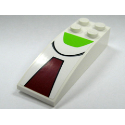 Slope, Curved 6 x 2 with Black Semicircle and Dark Red and Lime Trapezoids Pattern (Sticker) - Set 7674 Slope, Curved 6 x 2 with Black Semicircle and Dark Red and Lime Trapezoids Pattern (Sticker) - Set 7674