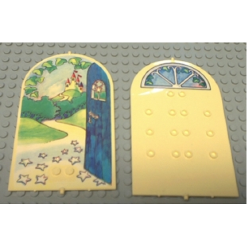 Деталь LEGO 33229pb02 Belville Wall, Door 1 x 10 x 12 Arched Swivel with Open Door and Castle Pattern