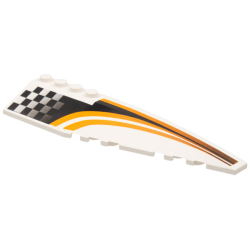 Wedge 12 x 3 Right with Faded Black Checkered Panel and Curved Orange Stripes Pattern